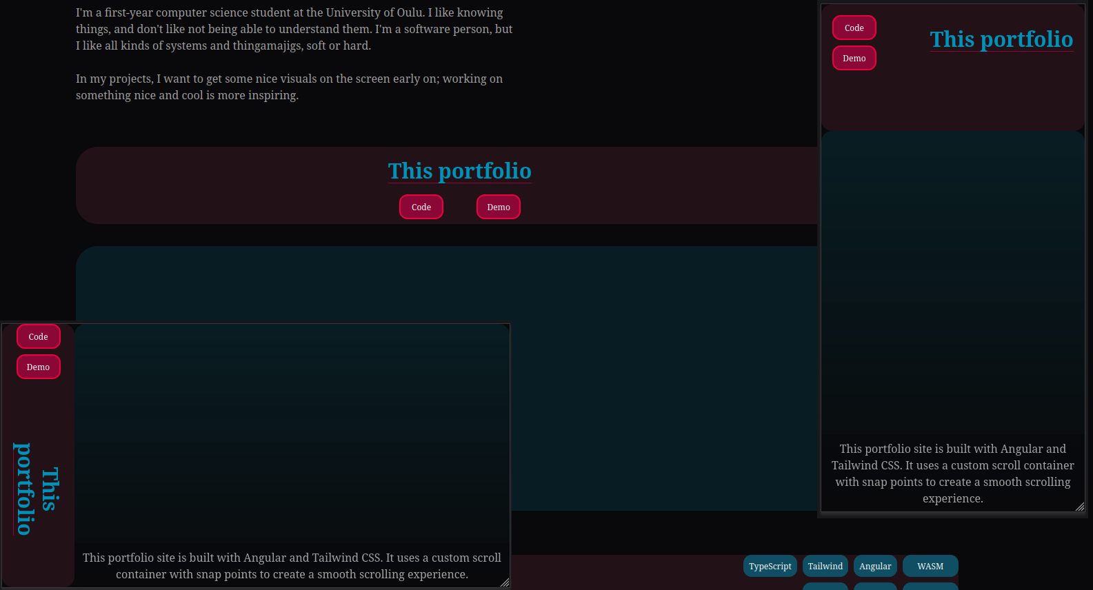 The main problem is always how to present the information, and what even is the information to present. I wanted to create a design that would work reasonably well on mobile and desktop.